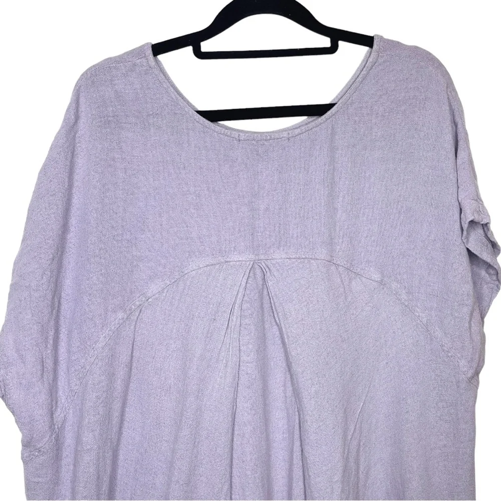 Black Crane Lavender Linen Blend Pleated Cocoon Midi Dress - Small - Picture 6 of 12